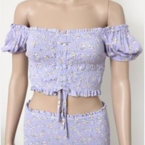 GIRLS SMOCKED SHORT SLEEVE OCEAN DRIVE TOP, Size small